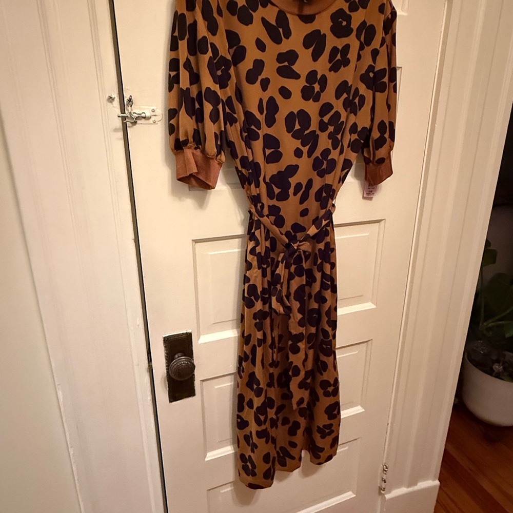 Who What Wear -Brown and Black Sleeve midi Dress